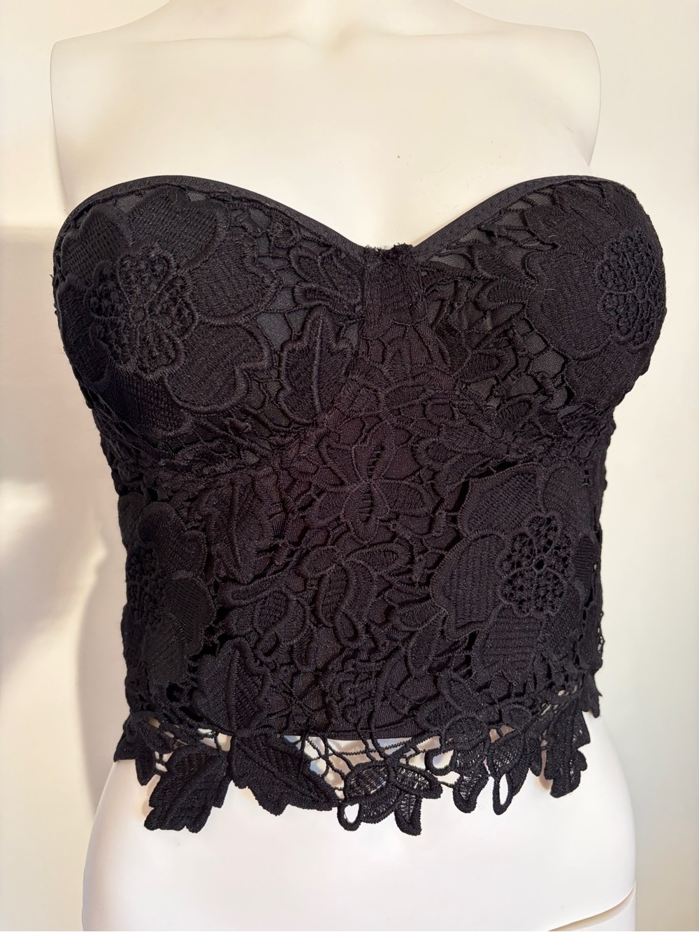 #800 Ju-Ju-Be Beautiful and Sexy Black Lace Strapless Cropped Camisole